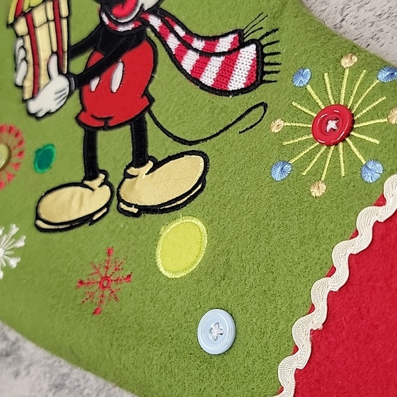 Mickey Mouse Stocking Green Felt Disney Store Retired Embroidered Christmas - Picture 6 of 7